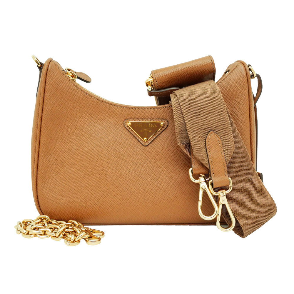 Prada Re Edition Saffiano Leather Shoulder Bag Handbag Camel Brown